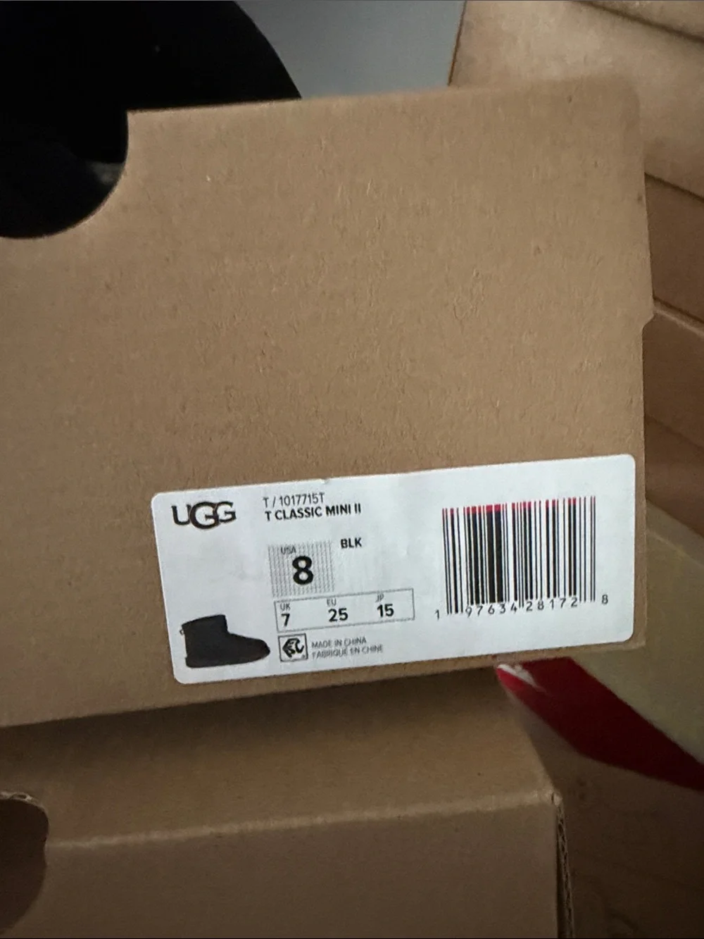 UGG Black Classic Mini II Boots Box Label